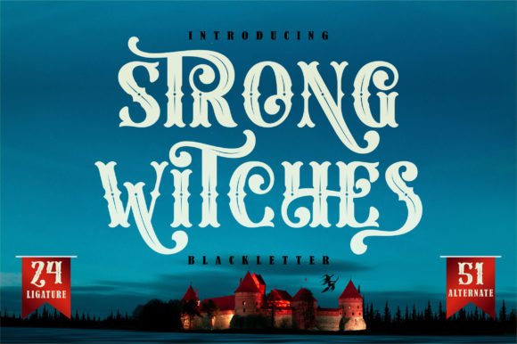Strong Witches: A Bold Blackletter Font for Fun, Eye-Catching Brand Designs